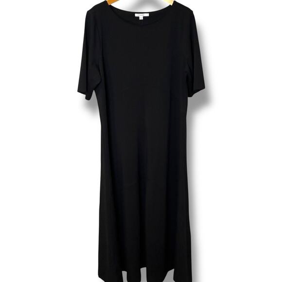 Chico's Dress NWT Size 3 (XL) Elbow-Sleeved Black Maxi Bateau Neckline A-Line - Picture 2 of 7